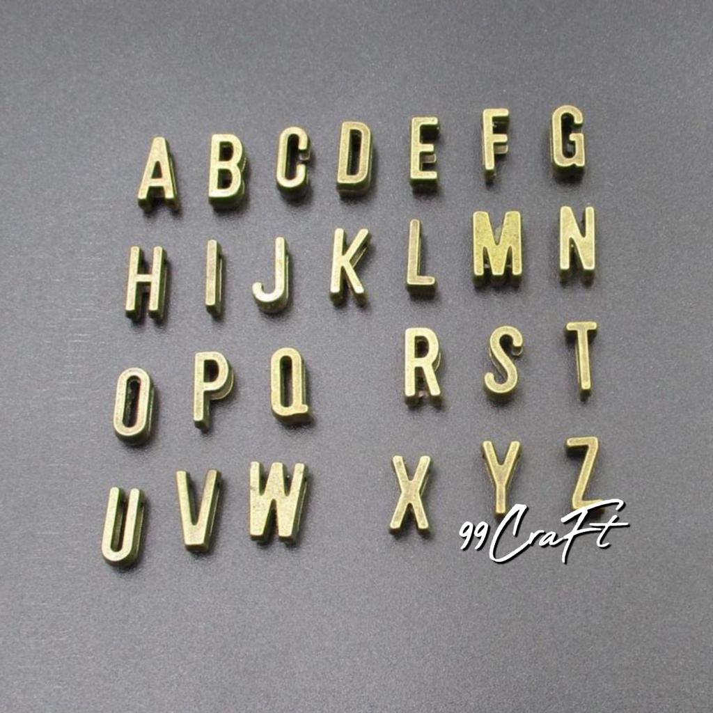 Inisial manik huruf slide A-Z bronze charm gelang handmade slide alphabet