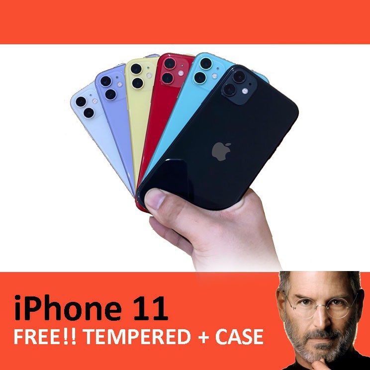 iPhone 11 64GB 128GB 256GB Bekas Fullset Second Original Like New Black Red Yellow White Purple Green