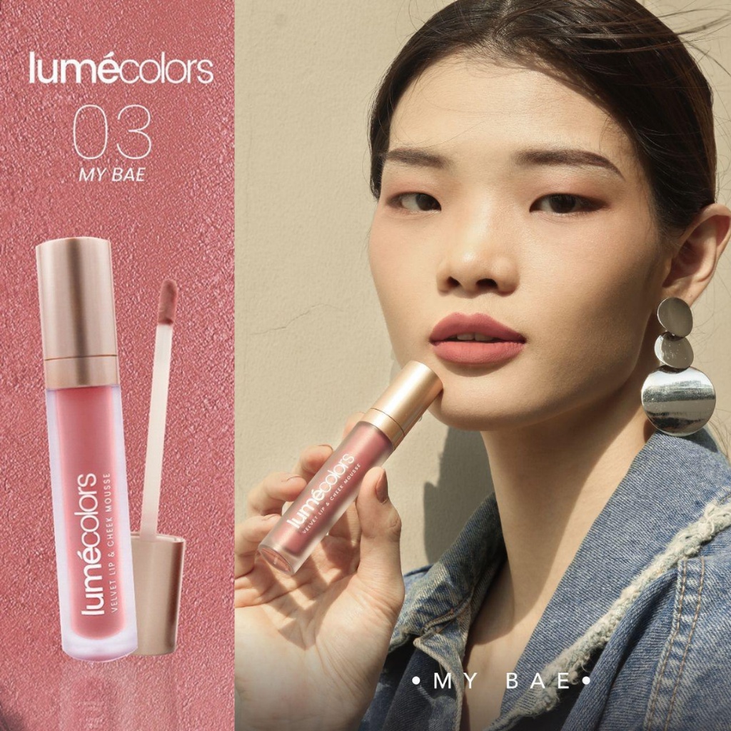 [3in1] LUMECOLORS Cheek Mousse Lipstik 5ml  Multifungsi Eyeshadow Perona Pipi Blus On Lumecolor Lipcream Bibir Kering shade my bae Stokist Lume Surabaya-3