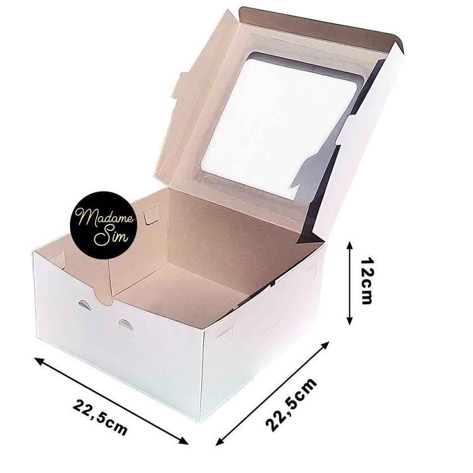 

✵ KOTAK KUE - CAKE BOX 22 x 22 x 12 CM - DUPLEX PUTIH ( ISI 10 PCS ) ▲
