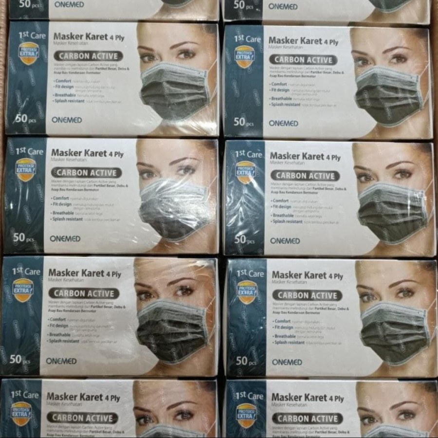 MASKER BEDAH KARET ONEMED HITAM ISI 50PCS