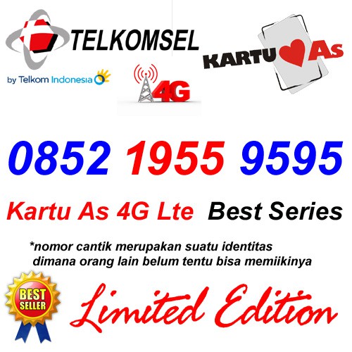 Nomor Cantik As 0852 1955 9595 Kartu Perdana Telkomsel 4G LTE