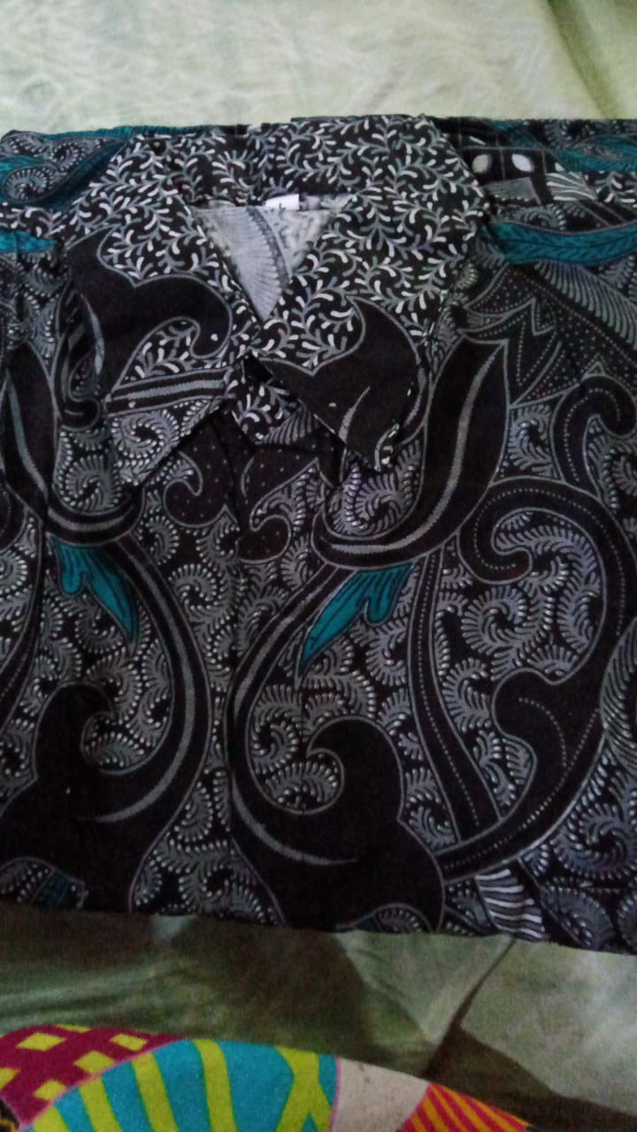 Kemeja Batik Pria Lengan Panjang Size M L Xl Xxl  Bswart Batik Hrb026 Kenongo Hem Panjang Padi