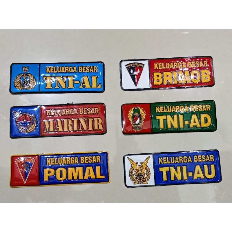 Stiker plat mobil / TNI AL/Marinir/POMAL/TNI AU/TNI AD