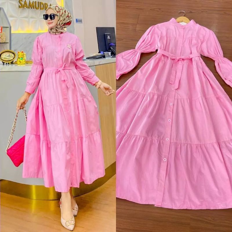 Midi katun twill premium polos dress busui dress kekinian minimalis muslim korea jumbo busui korean 