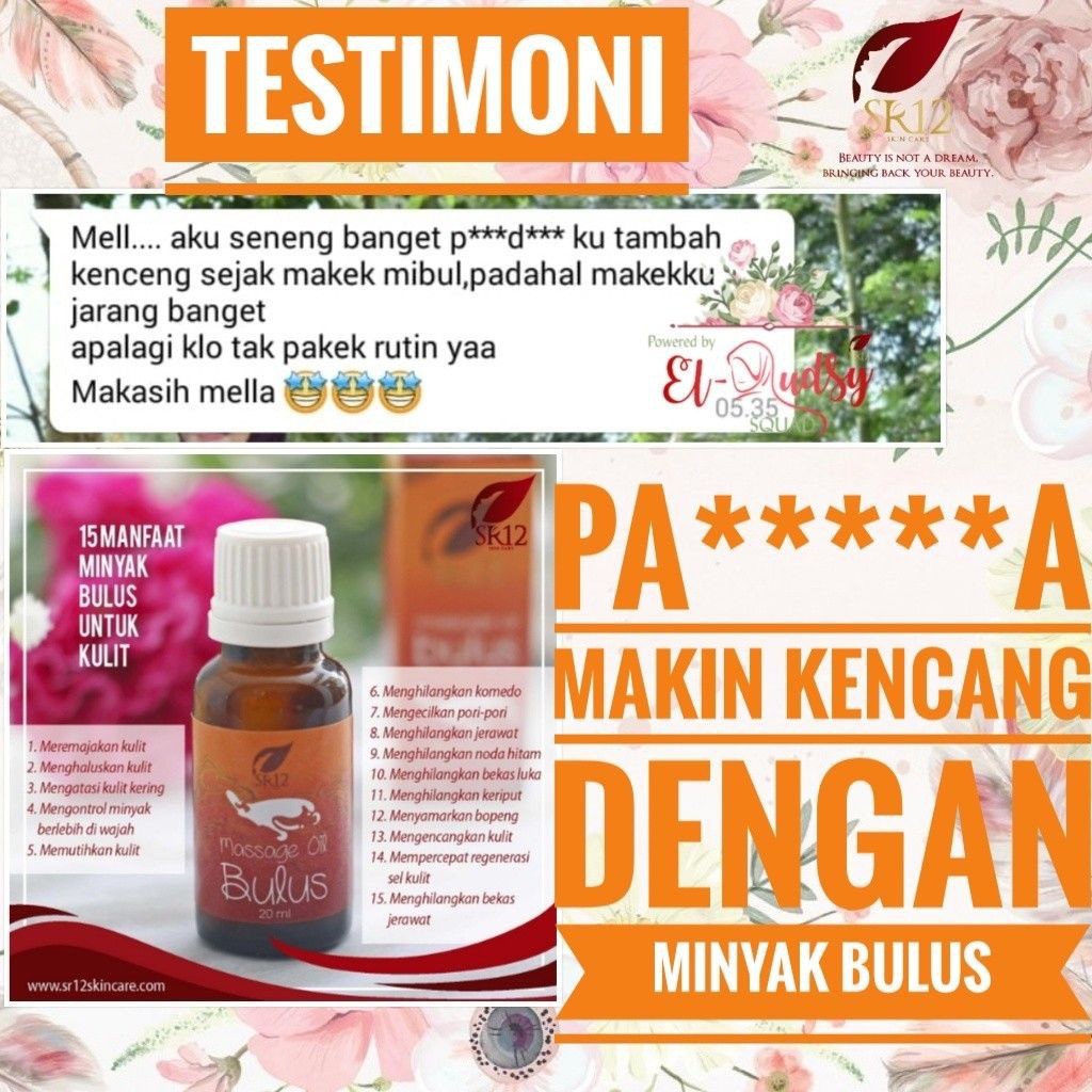 MINYAK BULUS BPOM SR12 WANGI TIDAK BAU AMIS PEMBESAR  PENGENCANG PAYUDARA MASSAGE OIL BULUS