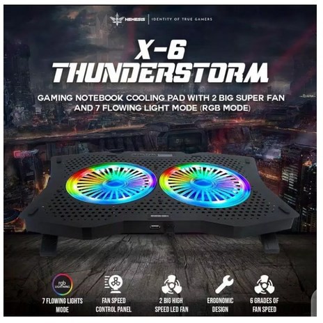 NYK Thunderstorm X6 X-6 X 6 Gaming Notebook Cooling Fan Pad