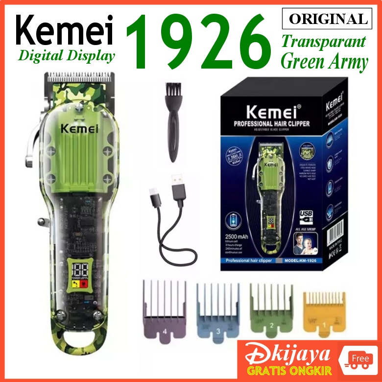 KEMEI 1926 Alat Cukur Rambut Mesin Cukuran CAS KM-1926 KM1926 GREEN ARMY