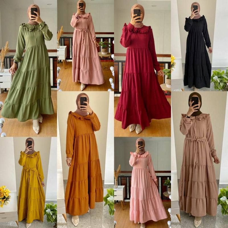 NARAYA MAXY DRESS (Coksu, Black, Mustard, Camel, Matcha, Marun, SoftDusty, peach) - DRESS PREMIUM - 