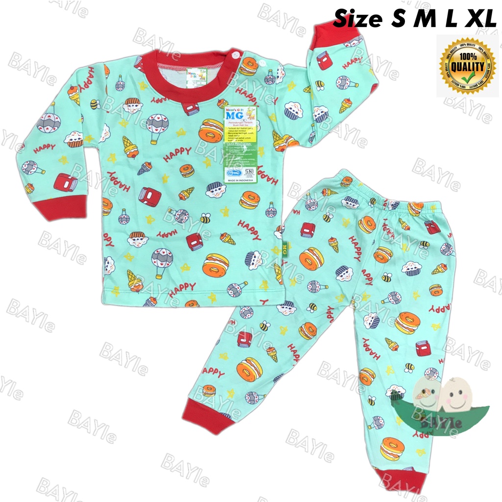 BAYIe - Setelan PANJANG Anak/Bayi FULL PRINT Motif CAKE STL-P01 MOM'S GIFT SNI Bahan 100% Katun DK PREMIUM Size S - XL