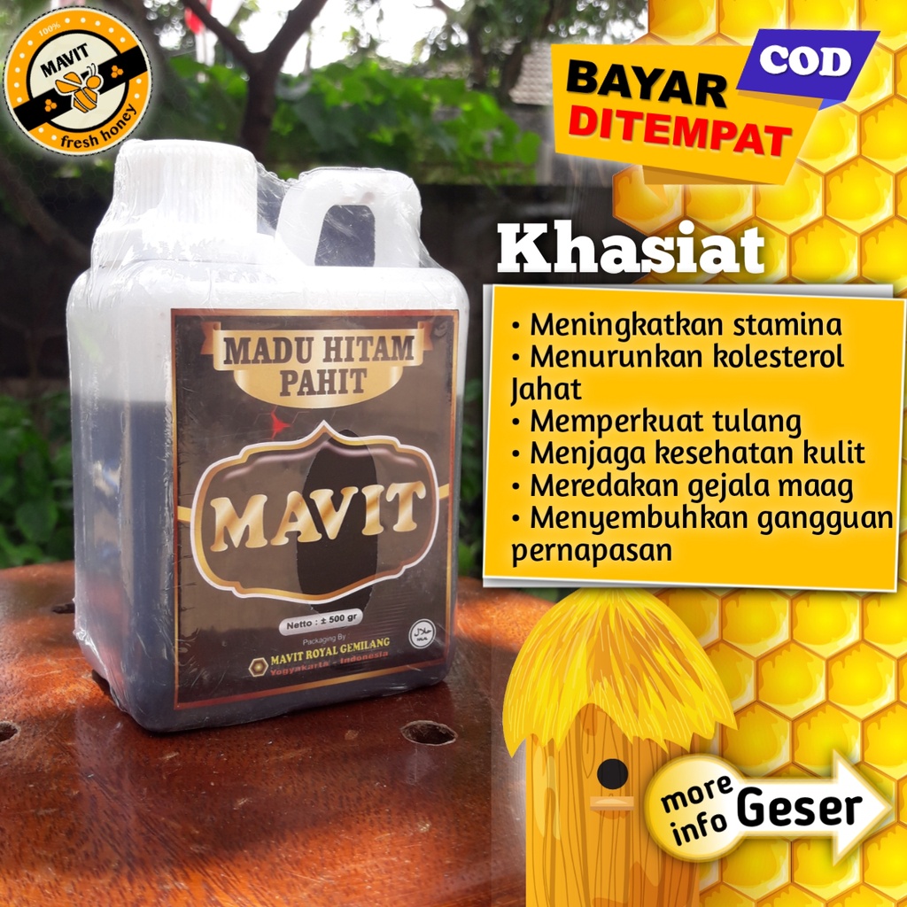 

MAVIT MADU HITAM PAHIT MURNI 100% 500gr / MADU HERBAL ALAMI / MADU PAHIT / Meningkatkan daya tahan tubuh - Sebagai Antioksidan - Melancarkan sistem pencernaan - Sebagai sumber nutrisi - Menambah tenaga - Memelihara kesehatan dan kebugaran tubuh