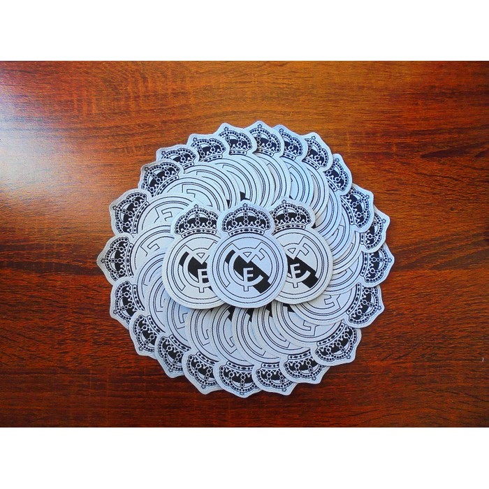Logo Patch Woven / Emblem Club Bola Real Madrid Hitam Putih