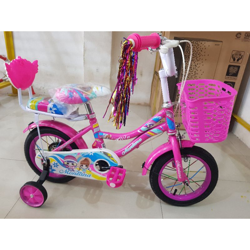 Sepeda Anak Perempuan Sepeda Mini 12 inch Montana Warna Pink ( Jari-Jari Motor )