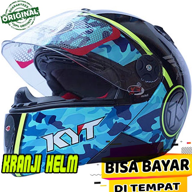 Jual Helm fullface / Helm kyt x rocket 3 black blue yellow fluo