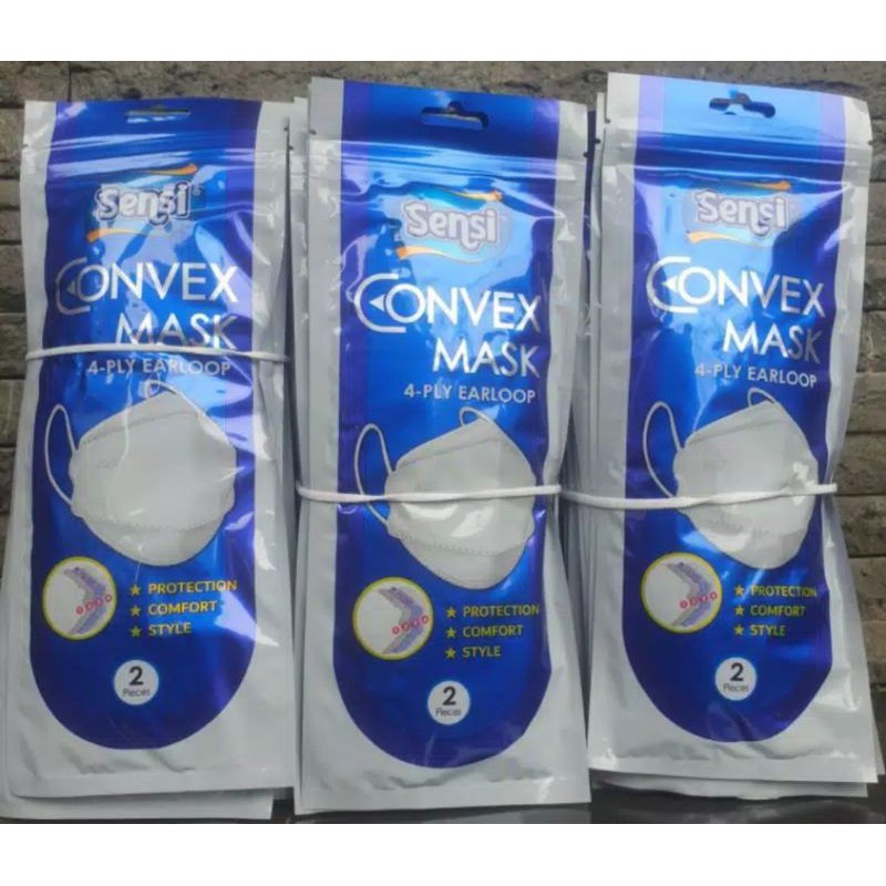 masker sensi convex 4ply kemasan original pabrik sachet isi 2 pcs masker duckbill sensi