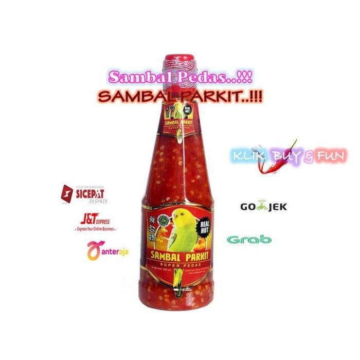 

Sambal-Aneka- Sambal Parkit Super Pedas 300 Ml Dgn Biji Cabai - Botol Plastik -Aneka-Sambal.