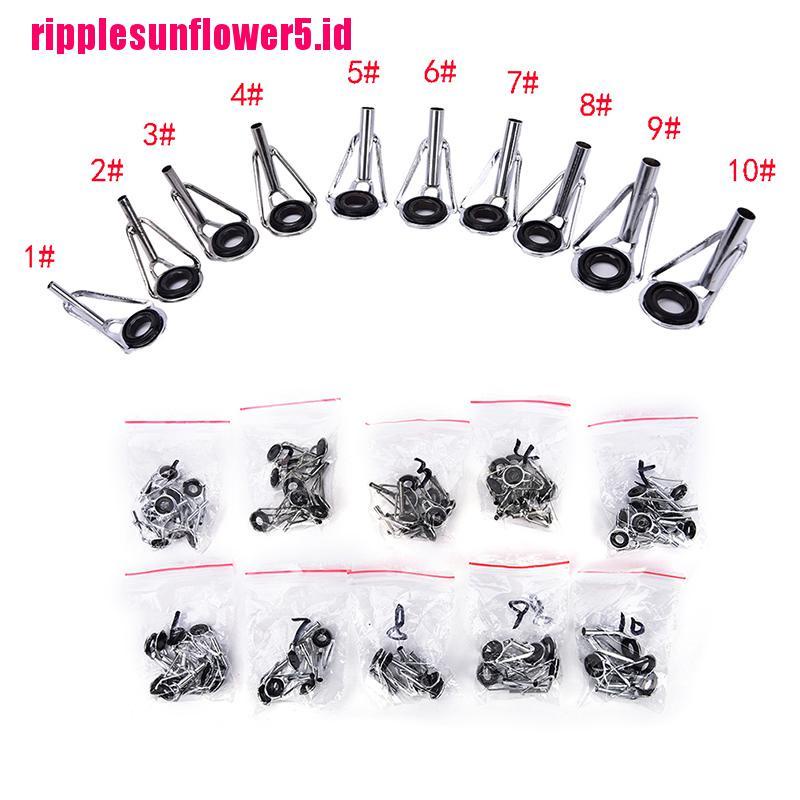 80pcs Ring Guide Joran Pancing 10 Ukuran Bahan Baja Warna Hitam