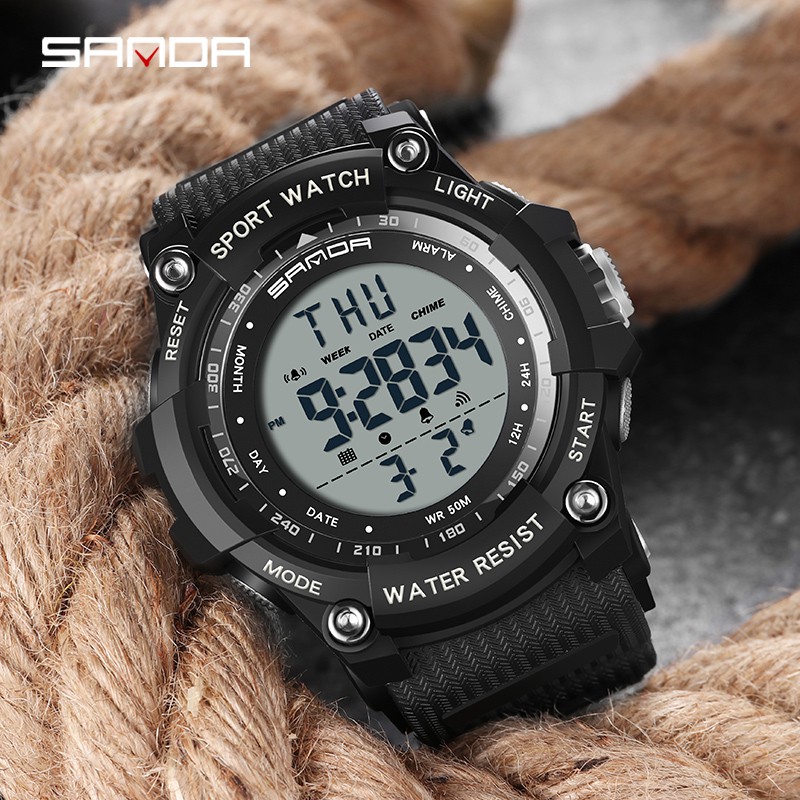 SANDA 2016 Jam Tangan Pria Digital Sport Shockproof Tali Rubber Anti air WATCHKITE WKOS