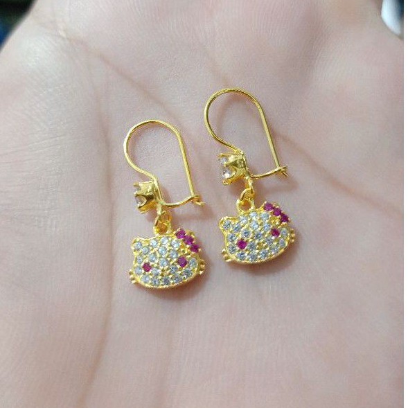 ANTING DEWASA HELLO KITTY TIDAK MATA PERAK 925 LAPIS MAS ASLI