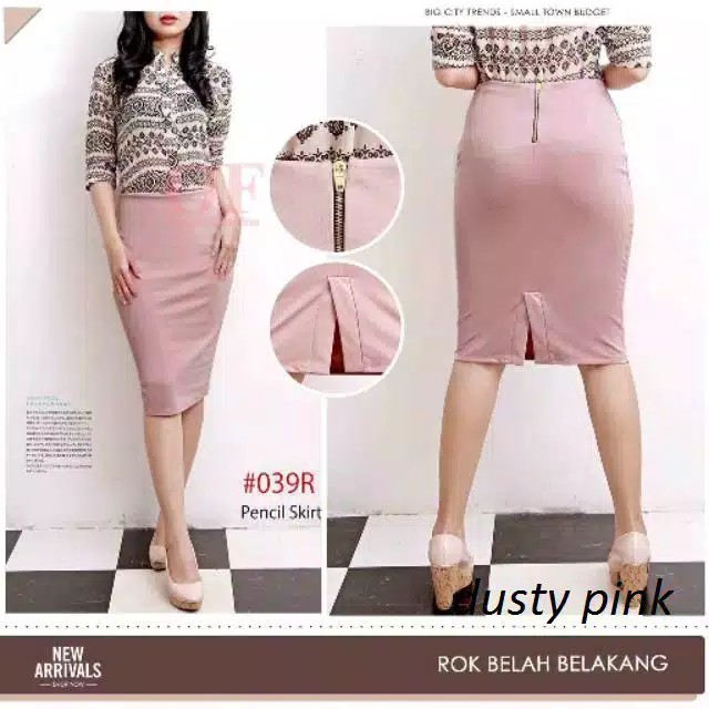 Rok Span Pendek Bahan Scuba / Pensil Skirt / Rok Midi Wanita Sleting (Zipper)