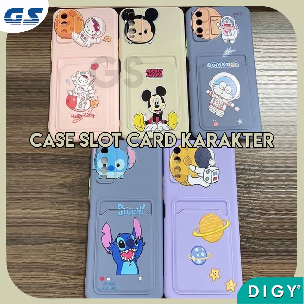 Case Slot Card Karakter OPPO A15 A55 NARZO 30A C12 C15 C3 5 5i  A5 A9 2020 9T  9A  9C