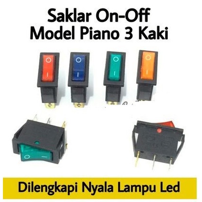 Saklar Switch On Off PIANO tombol power 3 pin Lampu LED Mobil motor