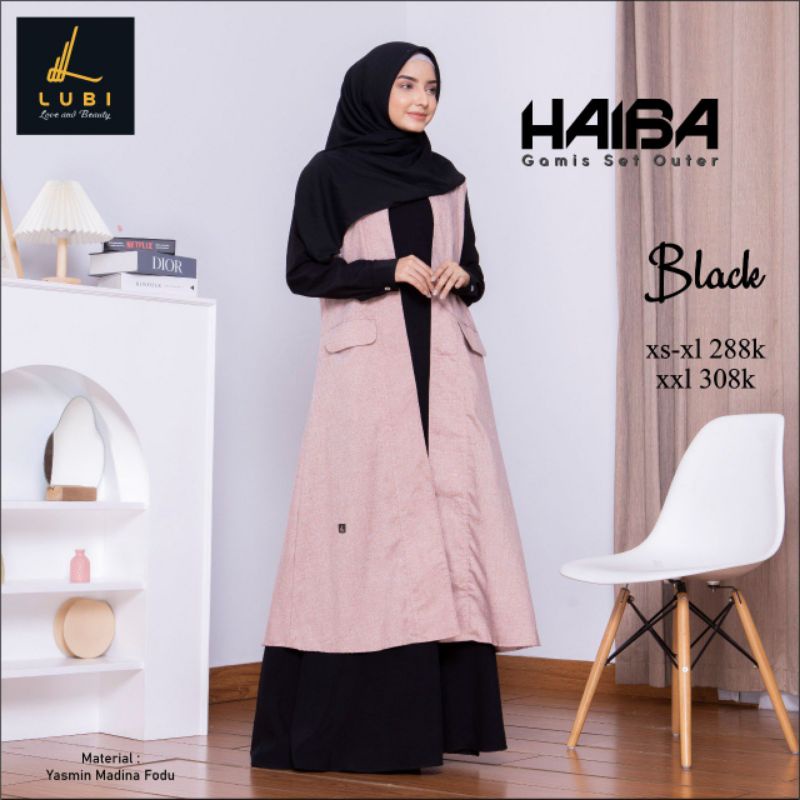 Lubi Haiba Black Gamis set Outer XXL @milihijab