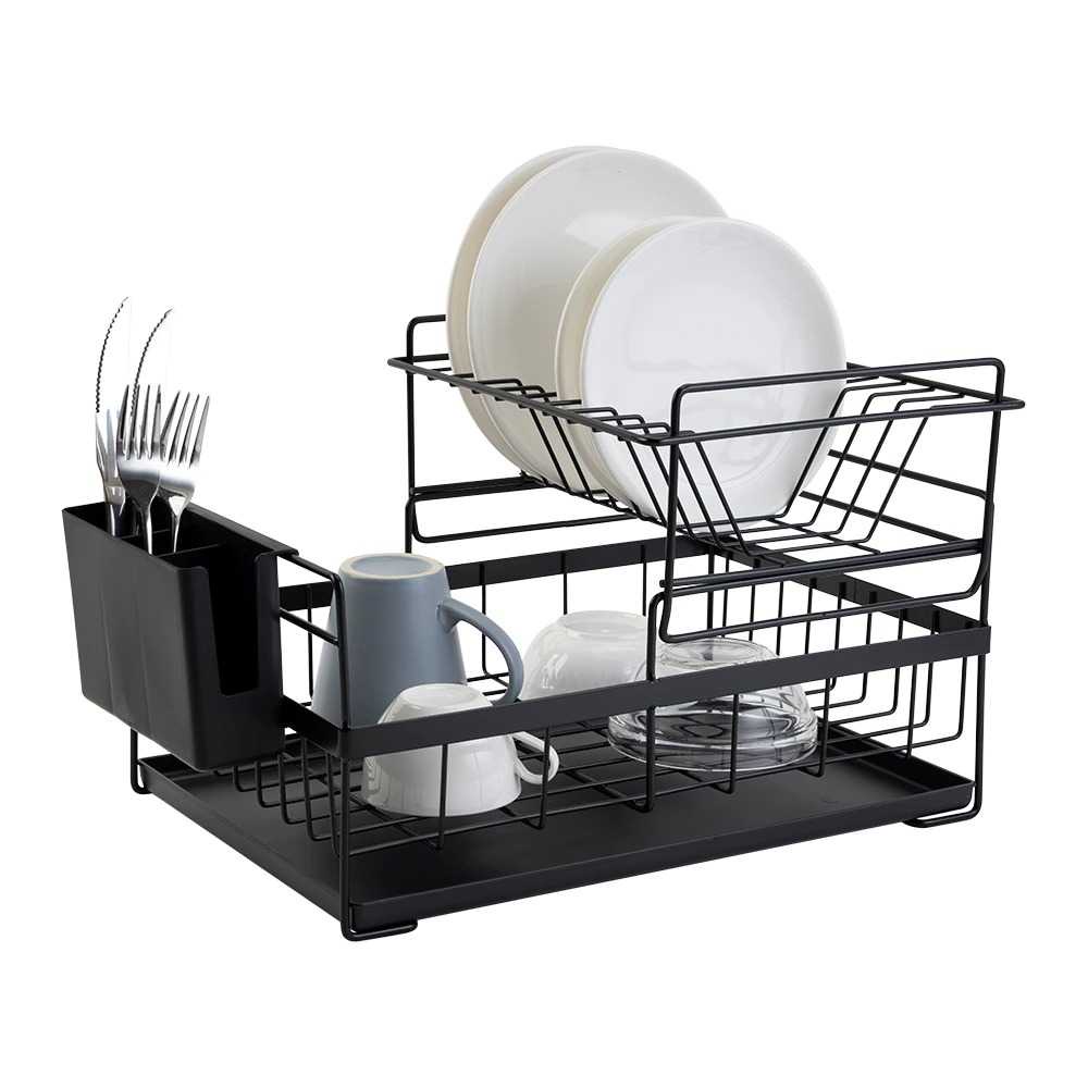 COD Rak Piring Gelas Pengering Drainer 2 Layer Susun Rak Pengering Piring Stainless Rak Pengeringan Dapur Meja Dish Drainer Rack