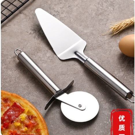 Pisau pemotong pizza + sendok spoon pizza stainless steel