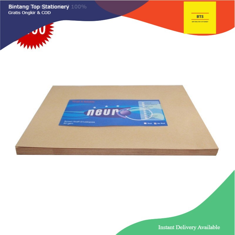 

[BTS] Amplop Coklat 1/2 Folio Lem NEURO (1 Pack Isi 100 Lembar)