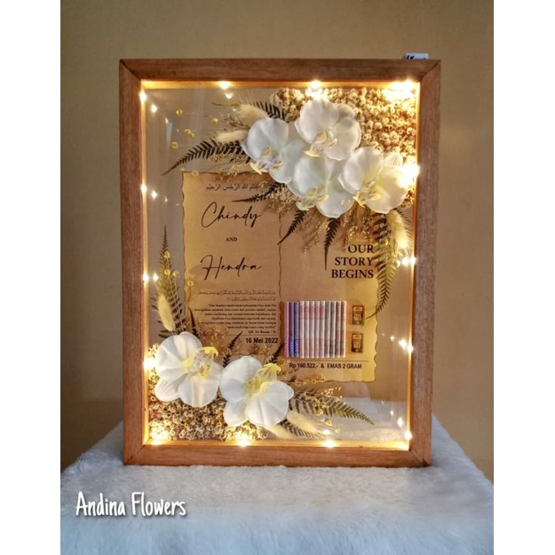 (30x40cm double akrilik) mahar anggrek coklat rustic / mahar rustic / mahar anggrek / mahar transpar