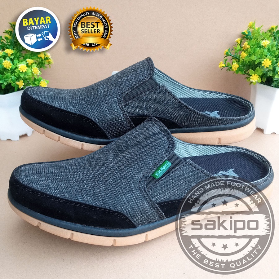 PROMO KEMERDEKAAN !! SLOP KASUAL PRIA DEWASA SLIP ON WARNA HITAM 102 MURAH BERKUWALITAS SOL KARET TRENDI NYAMAN DIPAKAI / SEPATU SANTAI PRIA DEWASA SOL KARET / SEPATU KERJA LAPANGAN / SEPATU KERJA KANTORAN / SAKIPO