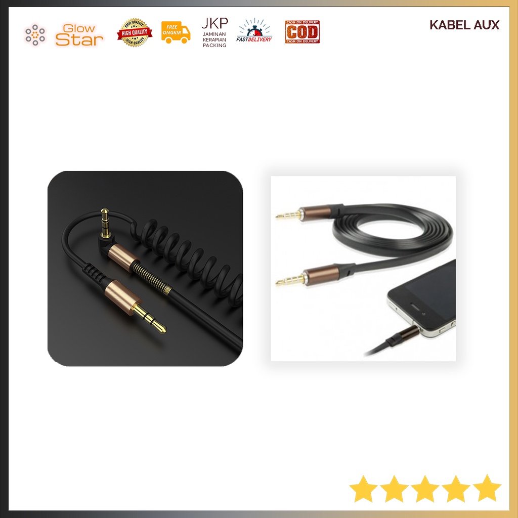 Kabel AUX 3.5mm HiFi Noodle Design Audio Spring L Mobil Speaker Headunit