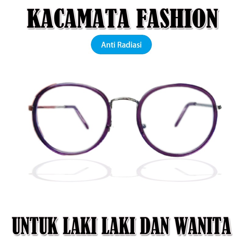 Kacamata Normal Antiradiasi Pria Wanita Kacamata Bulat Oval Kaca mata Fashion Terbaru Korean Style