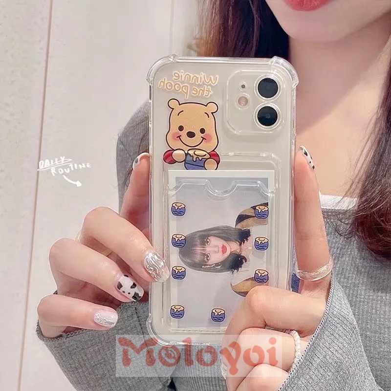 Soft Case Dompet Kartu Transparan Motif Kartun Winnie The Pooh Untuk Iphone 6 6s 7 8 Plus 12 11 Pro Max X Xr Xs Max Se 2020