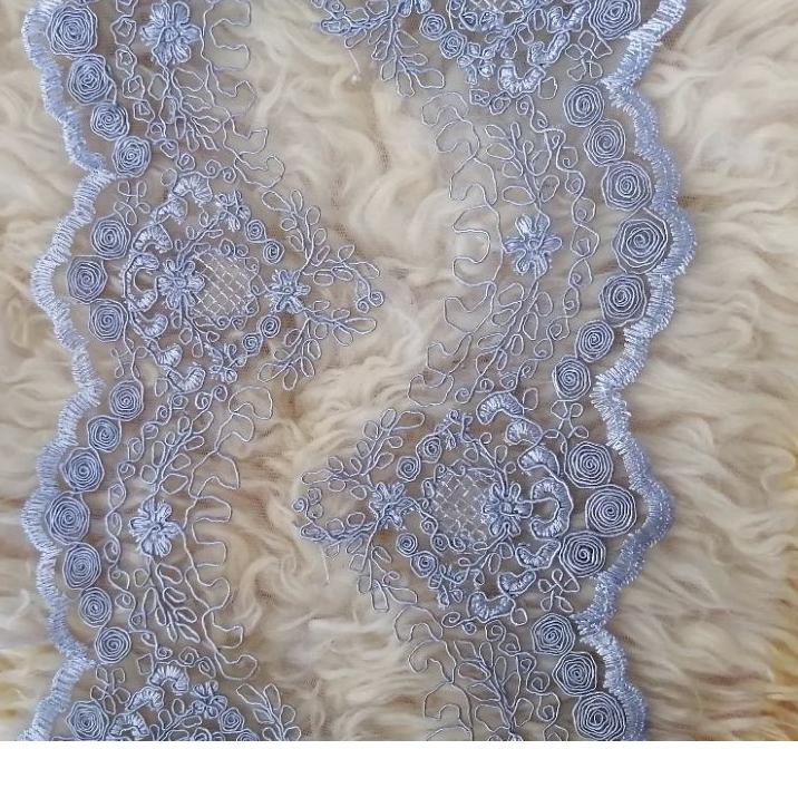 #PRICEDISCOUNT renda bordir brokat tile pinggiran 2 sisi sama lebar 24 cm (harga per 50cm) (X39)