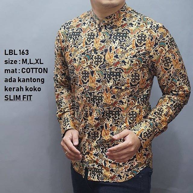 BAJU KEMEJA BATIK PRIA SLIM FIT MODERN LENGAN PANJANG SLIMFIT LBL163