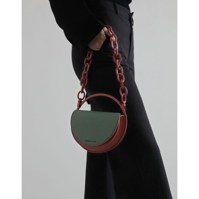Tas Ck Semi Circle Croco Handlebag Original / Tas Selempang Wanita - Putih Millanama