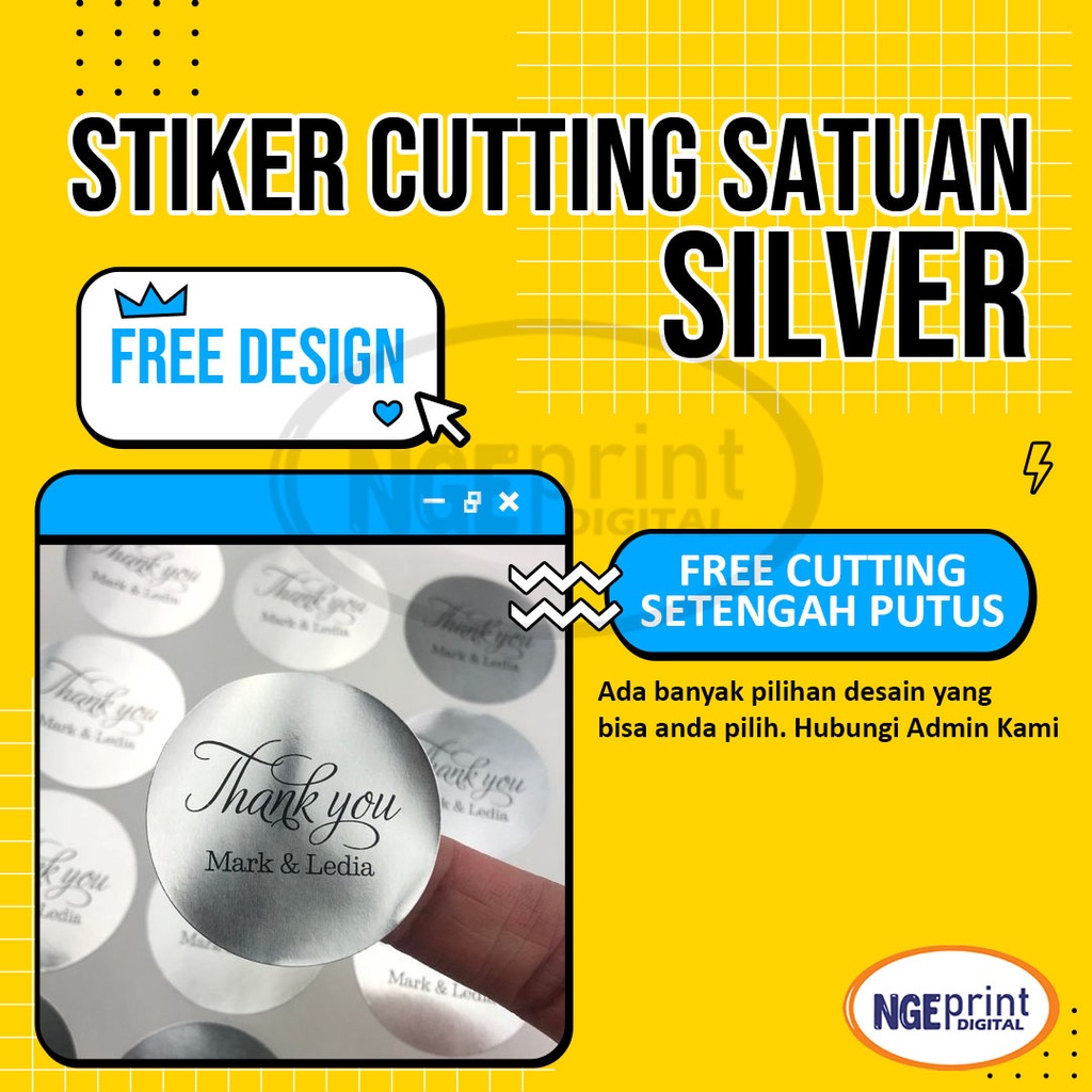 

[STIKER SILVER] STIKER LABEL BULAT SILVER STICKER SEGEL THANK YOU MURAH