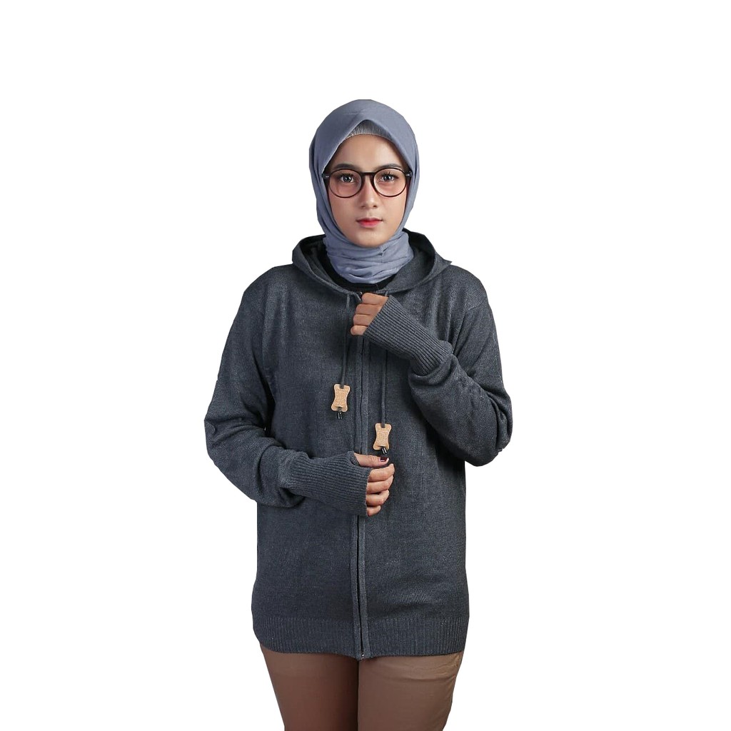 Sweater / Jaket wanita Rajut Ariel POLOS PREMIUM hijab dan casual UNISEX by Galleraj