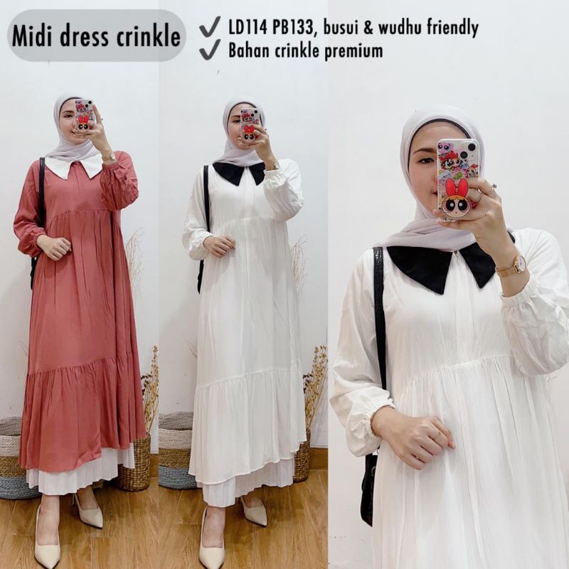 midi dress crinkle premium