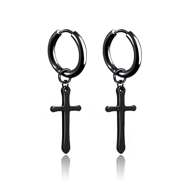 Jeloof Anting Salib Huggie Black TINDIK | STAINLESS STEEL | Earring Huggie Model Black