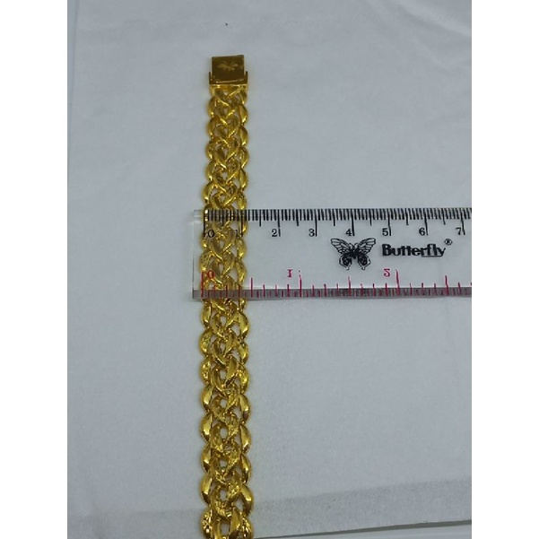 GELANG PERAK ASLI SILVER 925 LAPIS EMAS/GELANG RANTAI KEPANG+UKIR BLINK/ASLI SILVER/GELANG FASHION WANITA TERBARU