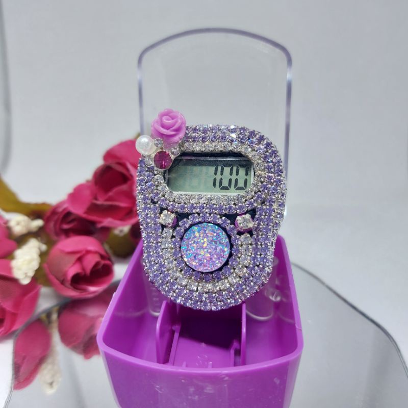 tasbih digital ungu lilac mawar tasdig diamond inisial request warna hias oleh blink cincin kristal 
