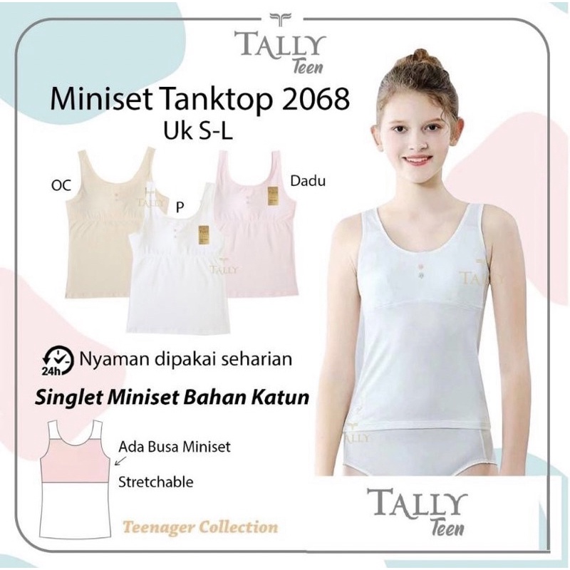 Singlet Tanktop Miniset Dalaman Remaja Anak Perempuan Katun Adem T2068/T2067