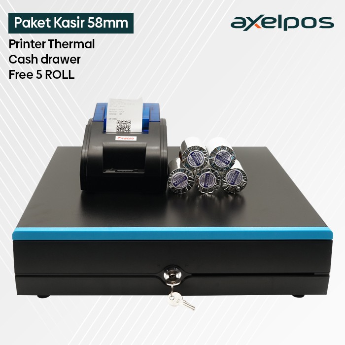 PAKET ALAT KASIR ANDROID - PRINTER BLUETOOTH 58MM - CASH DRAWER 5 SLOT - FREE 5ROLL