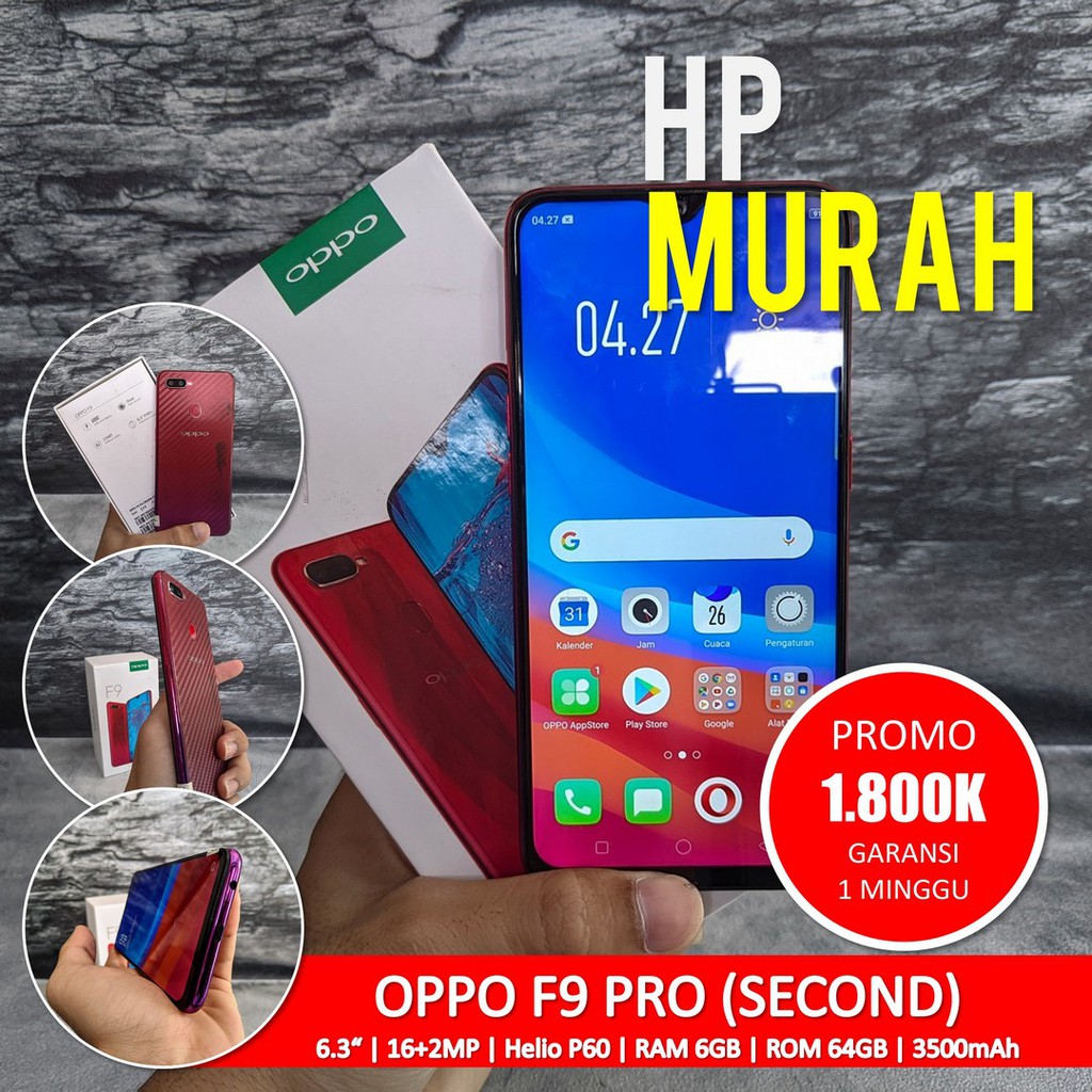 [Bisa COD] MURAHH OPPO F9 PRO 6/64GB – Android Second Seken Bekas Handphone Murah