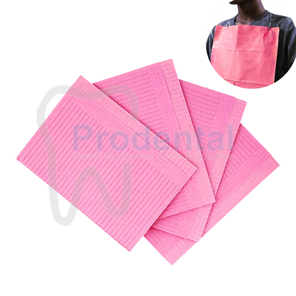 Dental bib polibib poli bib polibeb tatakan dada pasien ecer 1 pcs (Pink).