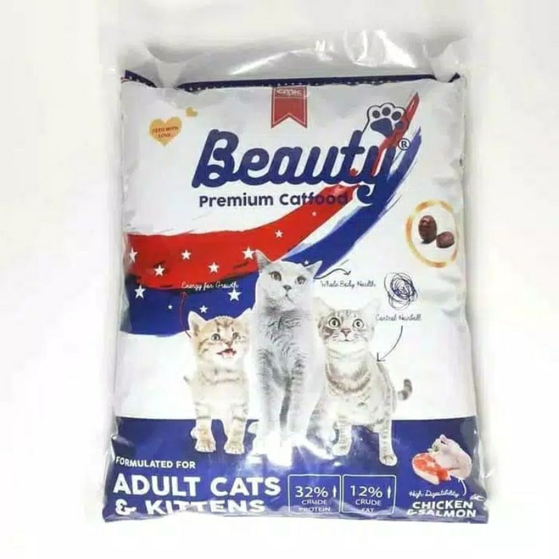 Jual Makanan Kucing Import Merk Beauty Premium Catfood Repack 1kg