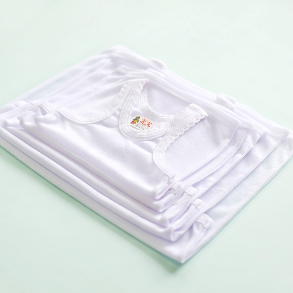 (12pcs) SINGLET KK PUTIH ANAK BAYI BALITA / SINGLET KK PUTIH